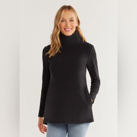 Dudley Stephens Women's Black Cowl Turtleneck Sweater Top Size Extra Small NWT - Picture 1 of 8